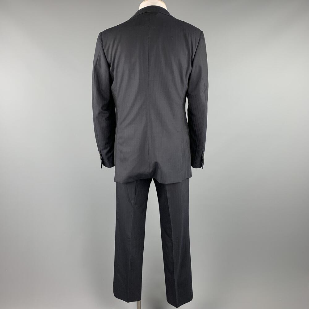 BELVEST Size 42 Long Black Stripe Wool Notch Lapel Suit - Picture 3 of 8